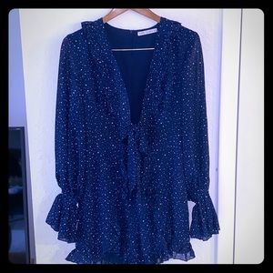 Front tie blue spaces romper